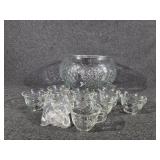 Punch Bowl With 8 Cups and 8 Hooks