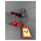 Ruby Red Candle Holders, Wall Mount Dinner Bell