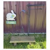 Outdoor Flag Holders(5), Small Outdoor Bench,