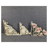 Cast Iron Floral Corner Accents(4), Metal Floral