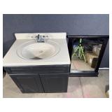Black Single-Sink Bathroom Vanity and Mirror