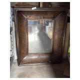 Dark Wood Framed Mirror With Beveled Edges