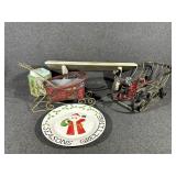 Christmas Sleigh Centerpieces, Wood Shelf, Lights