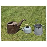 2 Metal Watering Cans, Metal Kettle Pot