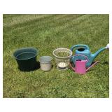 2 Plastic Watering Cans, Flower Pots