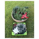 Laundry Size Wicker Basket Fill W/Christmas Decor