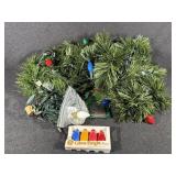 Green Pine Garland,Christmas String lights & Bulbs