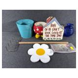 Daisy Car Magnets(3),Blue Vase,Planters(2)