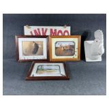 Wildlife Framed Prints(3), Wooden Sign, Rooster