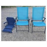 2 Blue Outdoor Chairs, Stadium Chair