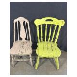 Pink and Yellow Painted Wooden Farmhouse Chairs