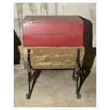 Wooden and Metal School Desk Painted Red