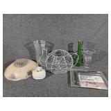 Wire Teapot, Shelf Brackets,Glass Ceiling Shade