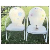 2 White Metal Chairs