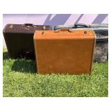 3 Suitcases Older Style-Brown-2, Floral Tapestry-1