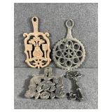 Wilton Footed Trivet Hearts,Brooms, Love Birds