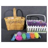 Decorative Wood & Woven Baskets,Plastic Eggs,Grass