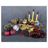 Christmas Decorations, Gold Pine Cones,Candle