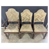 Antique Victorian-Style Wooden Elbow Chairs (3)