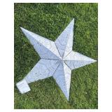 Distressed White Metal Barn Star W/Pressed Pattern