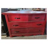 Red Painted Wooden Dresser