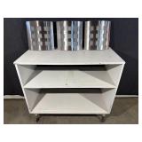 White Rolling Bookshelf, Sonio 1-Light Brushed
