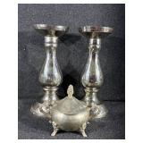Silver Tone Candlestick Holders, Silver Tone