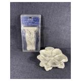 White Wall Sconces/Scarf Holder,Rose Floral Design