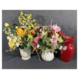 Vases Red, Grey, White Ceramic Pitcher, Flowers