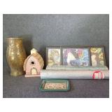 Rooster Wall Prints(3), Wooden Pink Bird House,