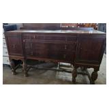 Vintage Jacobean Style Dark Wood Buffet