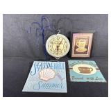 Rustic Rooster Clock,Metal Coffee Sign, Mug Tree