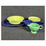 Fiesta Ware Dishes: Green Bowl, Cobalt Platter,