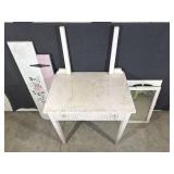 Vintage Shabby Chic White Wood Vanity, White