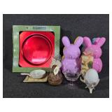 Red & Gold Chargers, Silver Tone Mini Lazy Suzan