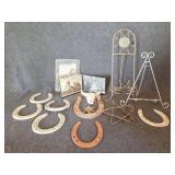 Old Used Horseshoes(6), Large Book/Plate Stands,