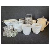 Metal Flour Sifters(2), Strainer, Milk Glass