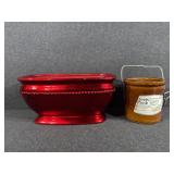 Red Ceramic Planter, Stoneware Crock