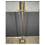 Vintage Brass and Marble Candelabra Torchiere
