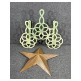 Green Metal Decorative Hose Reel, Star