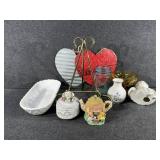 Ceramic Cherub, Heart Metal Sign,Trinket Jar, Bud