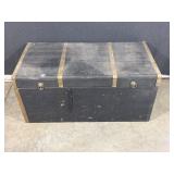 Vintage Black Wooden Steamer Trunk with