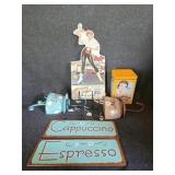 Tin Tollhouse Tin, Coffee Themed Decor, Paper