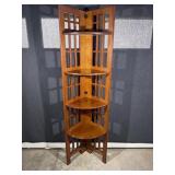 Solid Wood 4-Shelf Corner Folding Bookcase