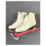 White Leather Figure Skates with Blade Guards