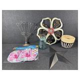 Metal Flower,Card/Photo Holder,Planter, Black Star