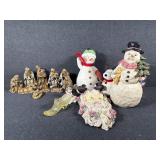 Resin Snowman,Victorian Tin,Resin Santa Head