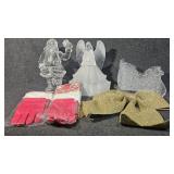 Santa Gloves, Gold Bow, Clear Santa, Angel, Sleigh