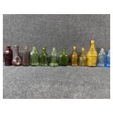 Colored MIniature Glass Bottles(12) Some W/Corks