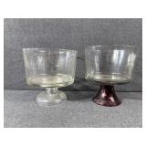 Clear Glass Pedestal Bowls (2)